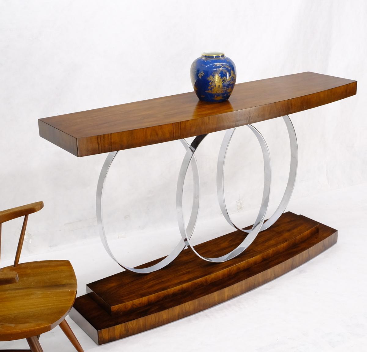 Chrome Mid-Century Modern Style Rosewood Console Table by John Richard For Sale