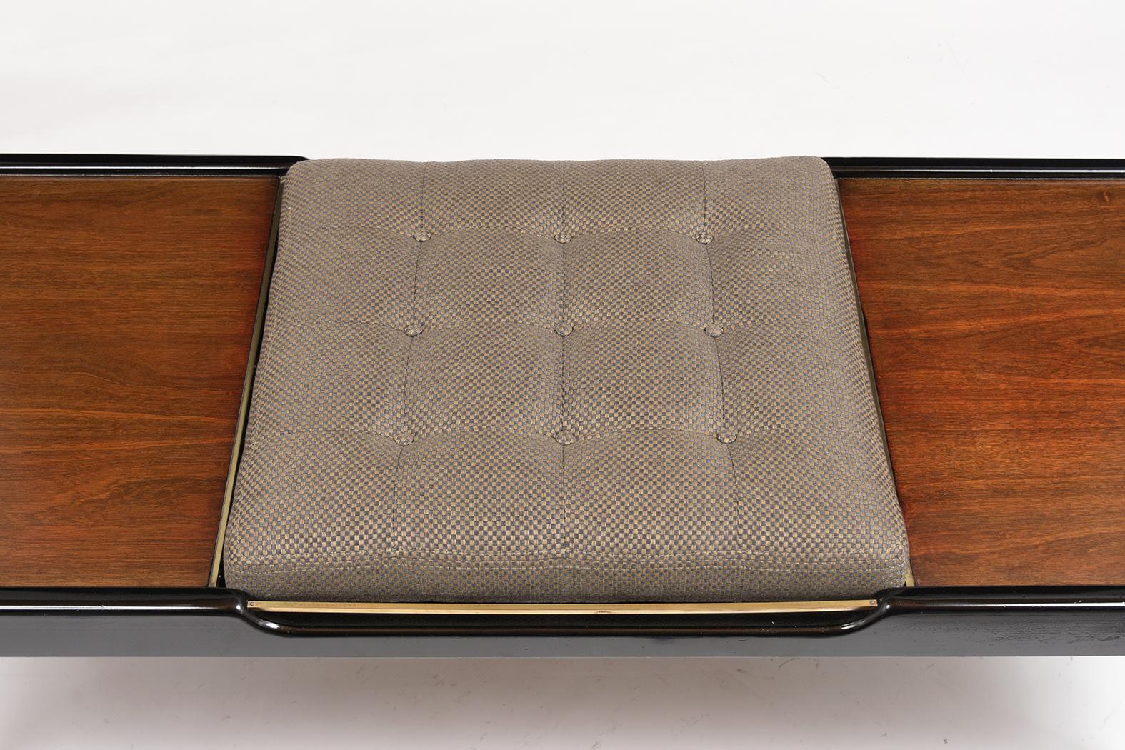 Mid-Century Modern Style Rosewood Tufted Bench In Good Condition In Los Angeles, CA