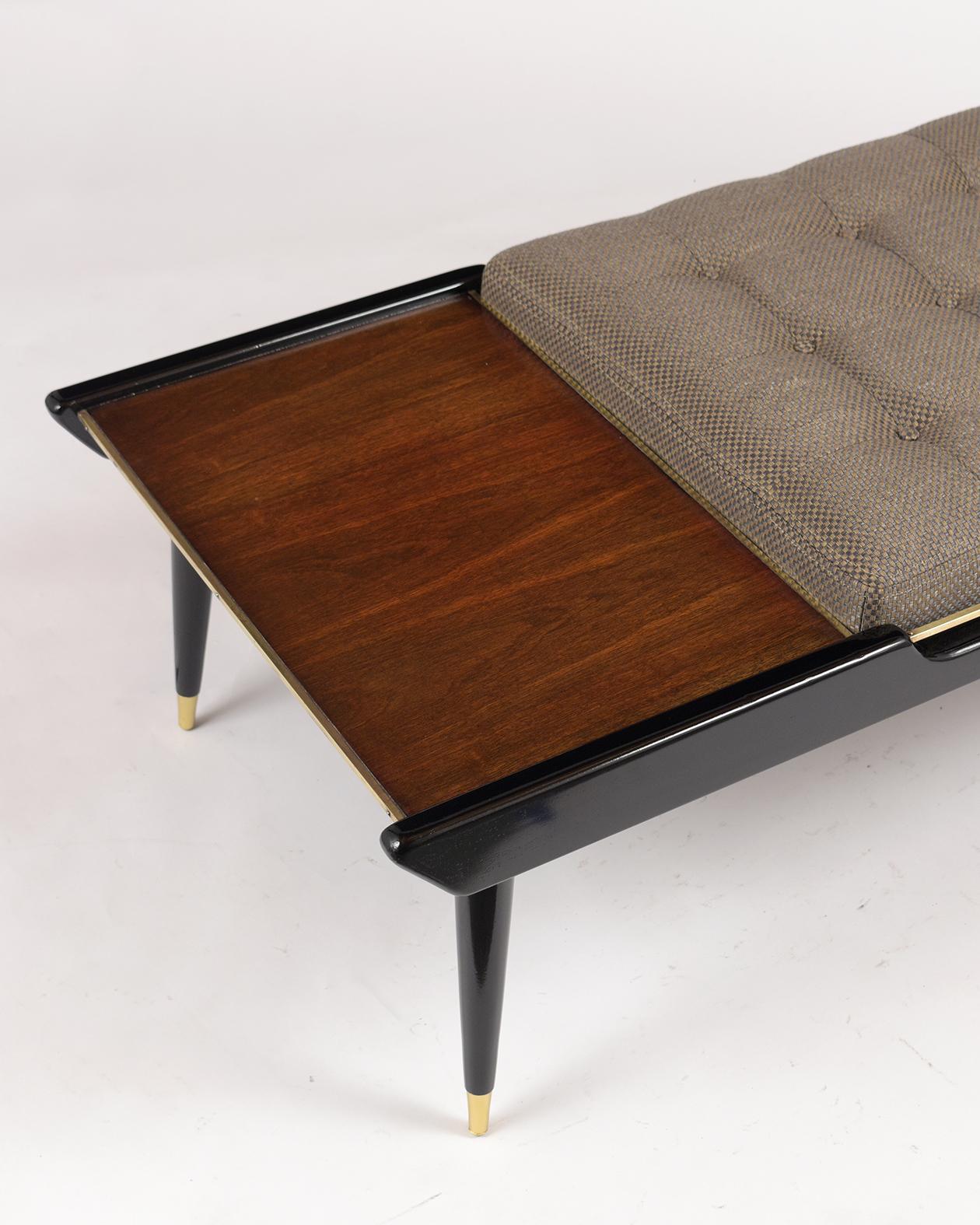 Mid-20th Century Mid-Century Modern Style Rosewood Tufted Bench
