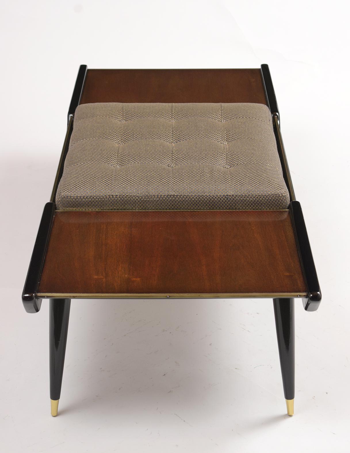 Mid-Century Modern Style Rosewood Tufted Bench 2