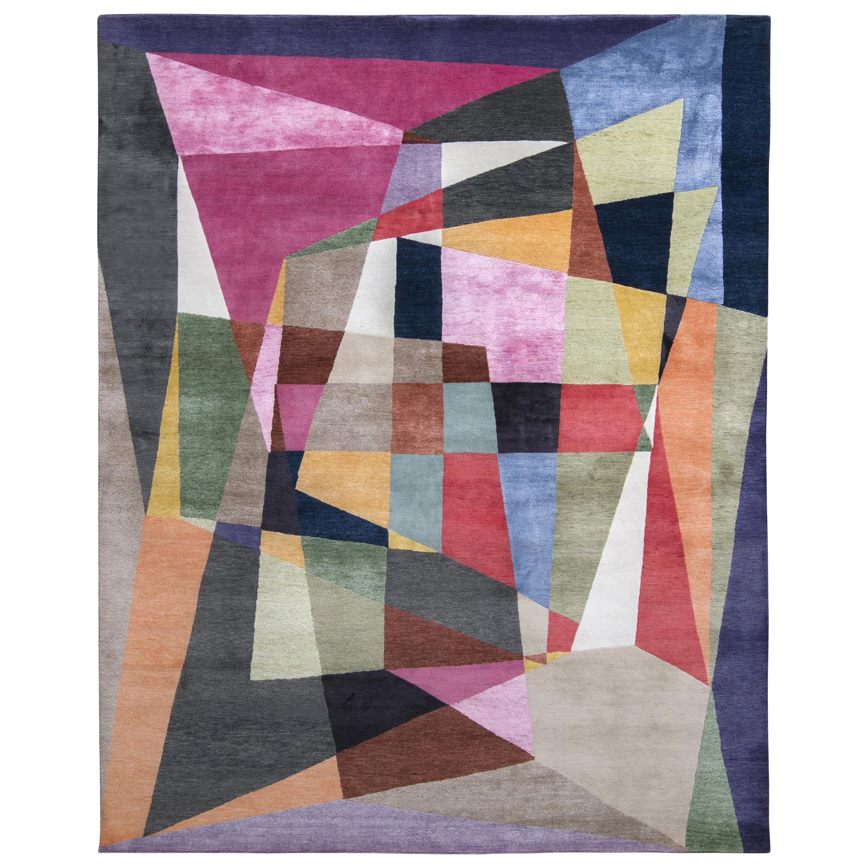 Rug & Kilim's Mid-Century Modern Style Rug in Multi-Color Geometric Pattern