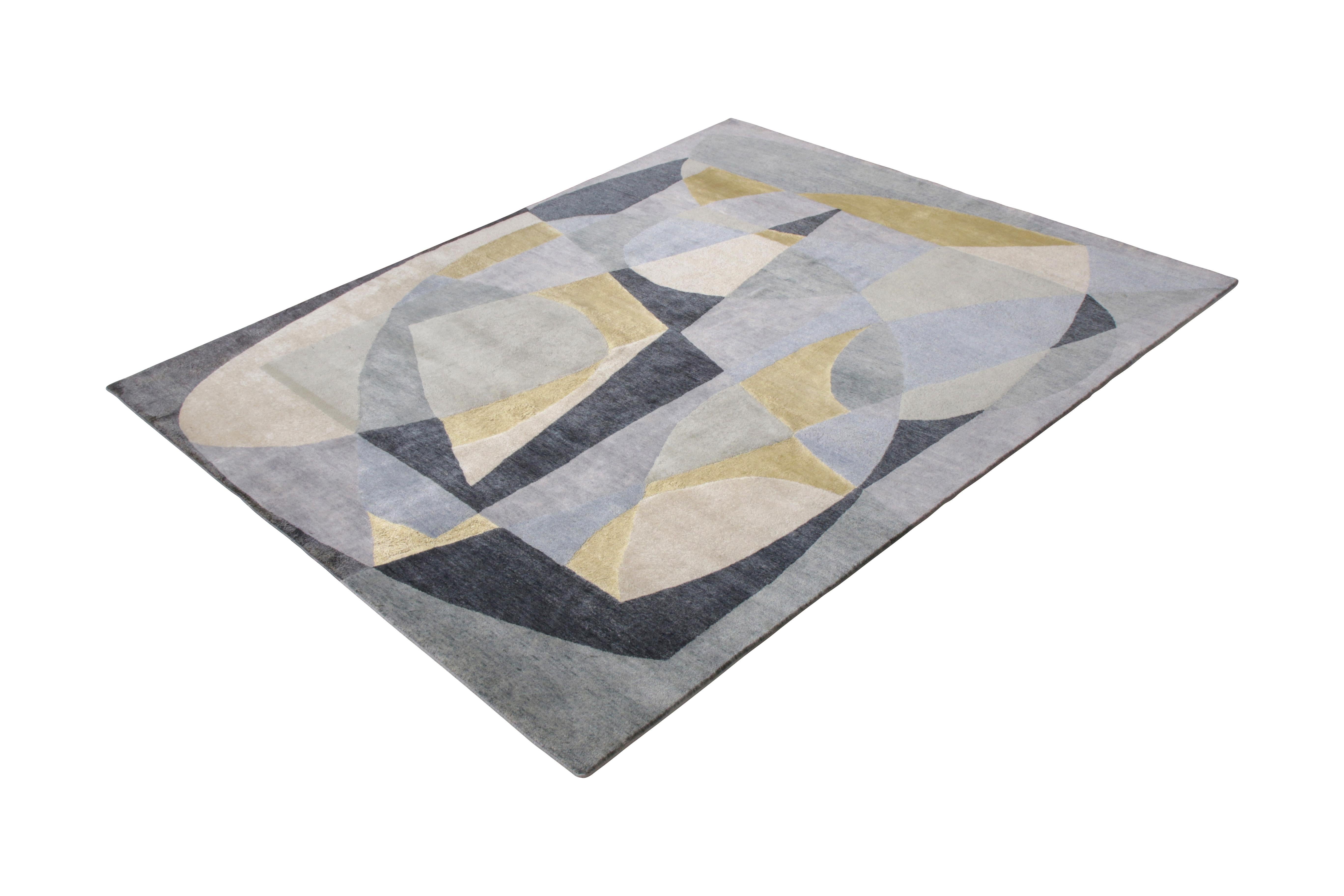 Hand knotted in wool and silk, this custom rug design hails from the Mid-Century Modern rug collection by Rug & Kilim, a bold new line recapturing an underrepresented, iconic period with an entirely new approach to large scale, drawing, varied