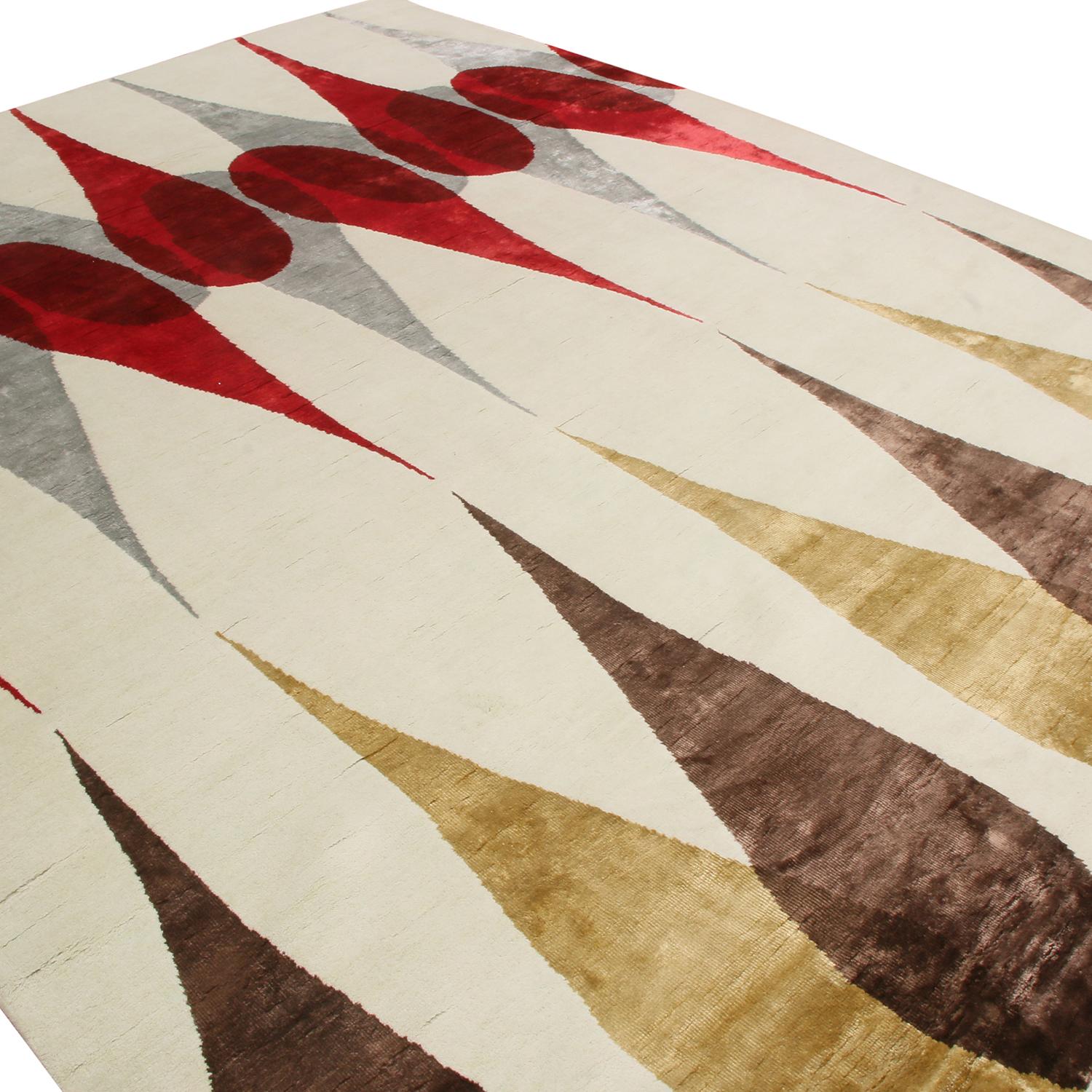 Mid-Century moderno Tappeto in stile moderno del Medioevo, rosso, bianco - Boobyalla No. 2 di Rug & Kilim in vendita