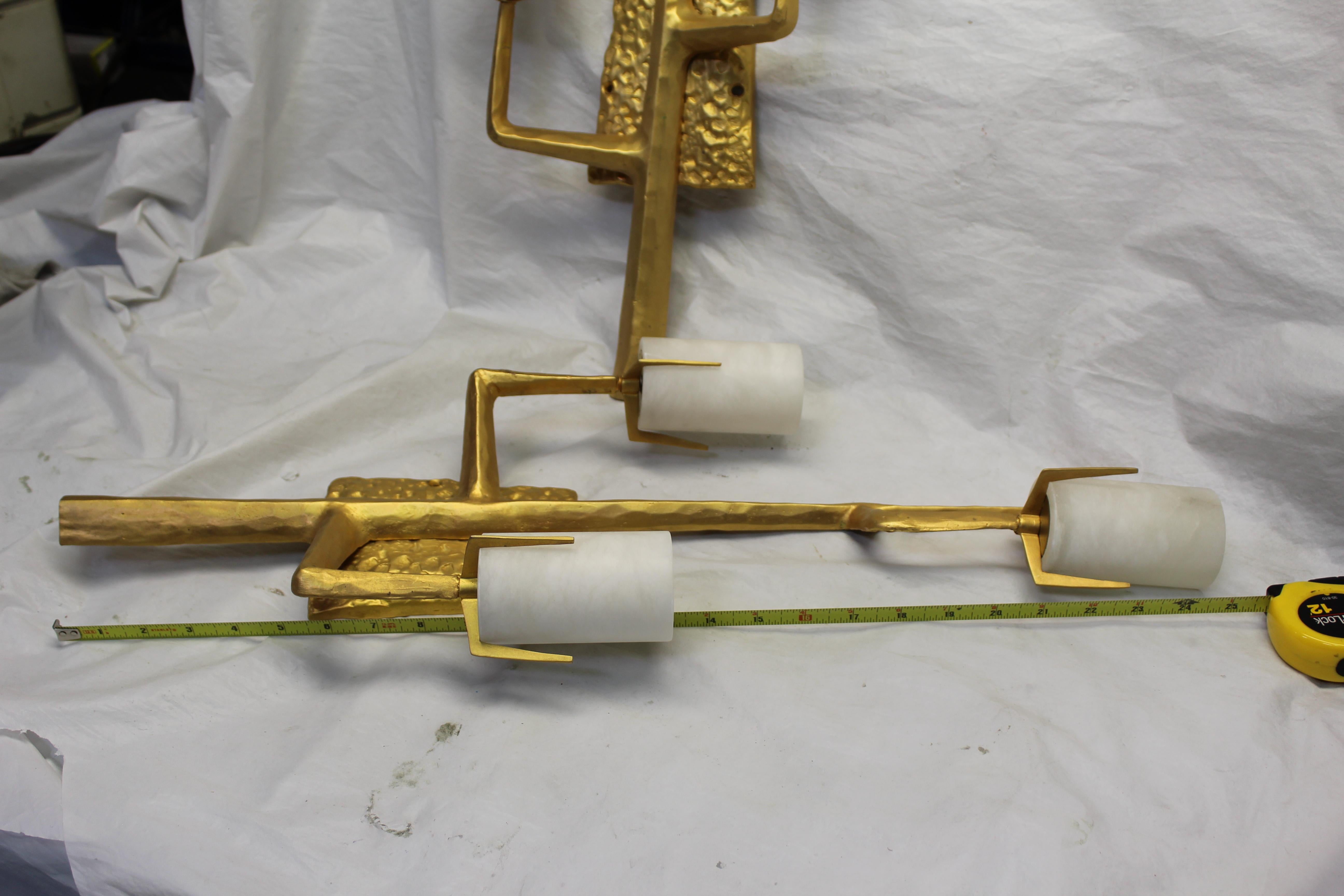 North American Mid-Century Modern Style Sconces 24-Karat Gold Plate after Agostini, French