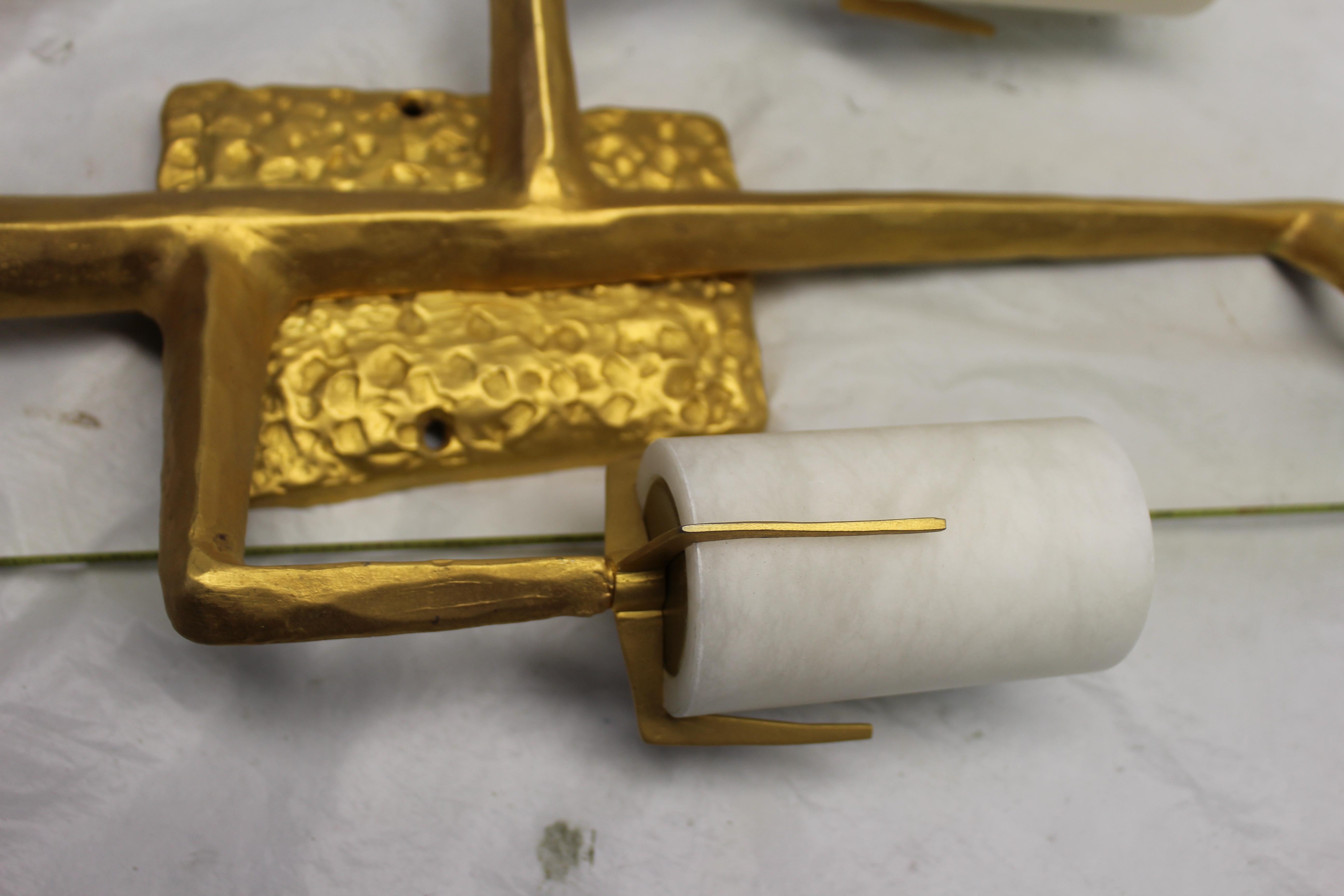Late 20th Century Mid-Century Modern Style Sconces 24-Karat Gold Plate after Agostini, French