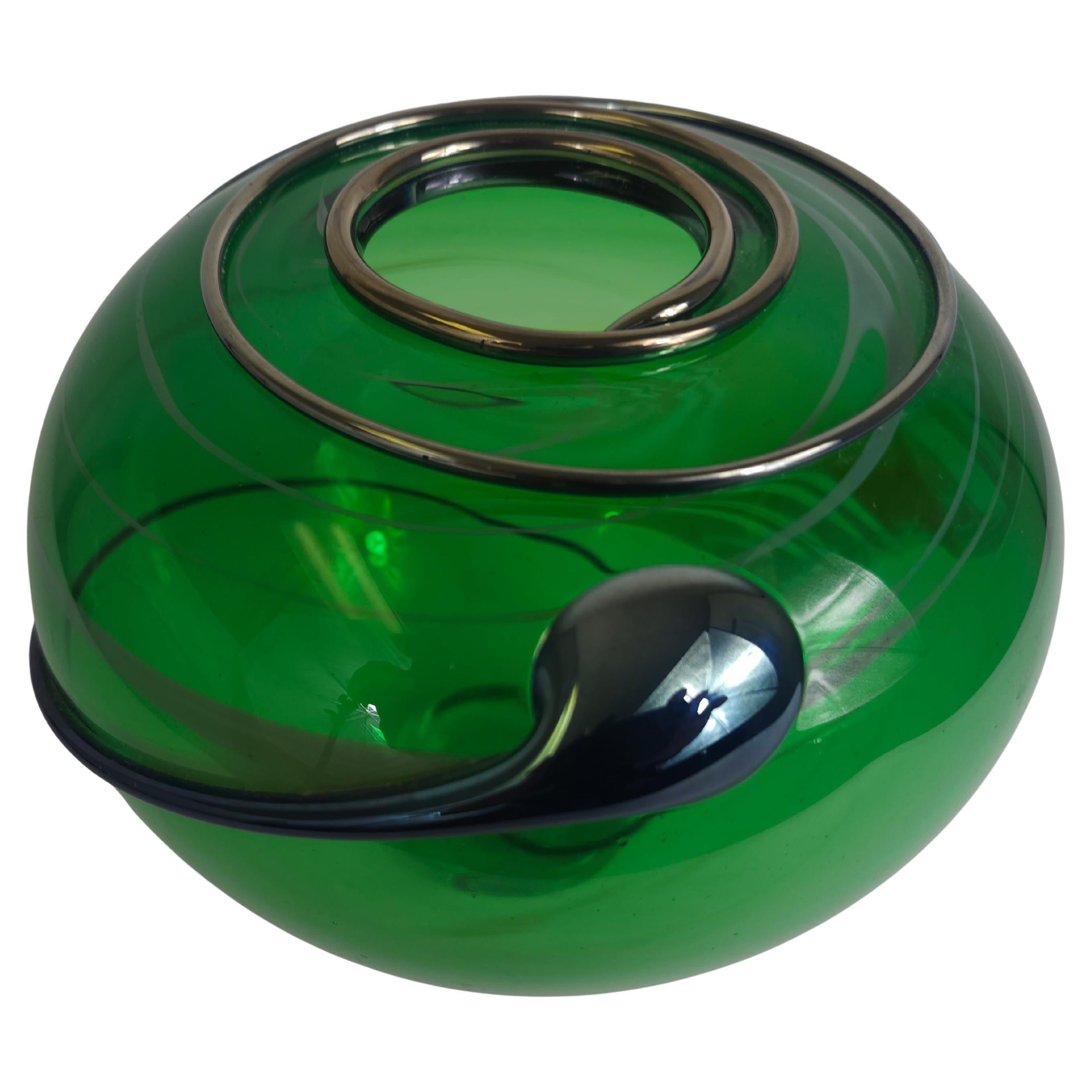 Vase en verre d
art sculptural de style moderne du milieu du siècle par Daniel Read C1990