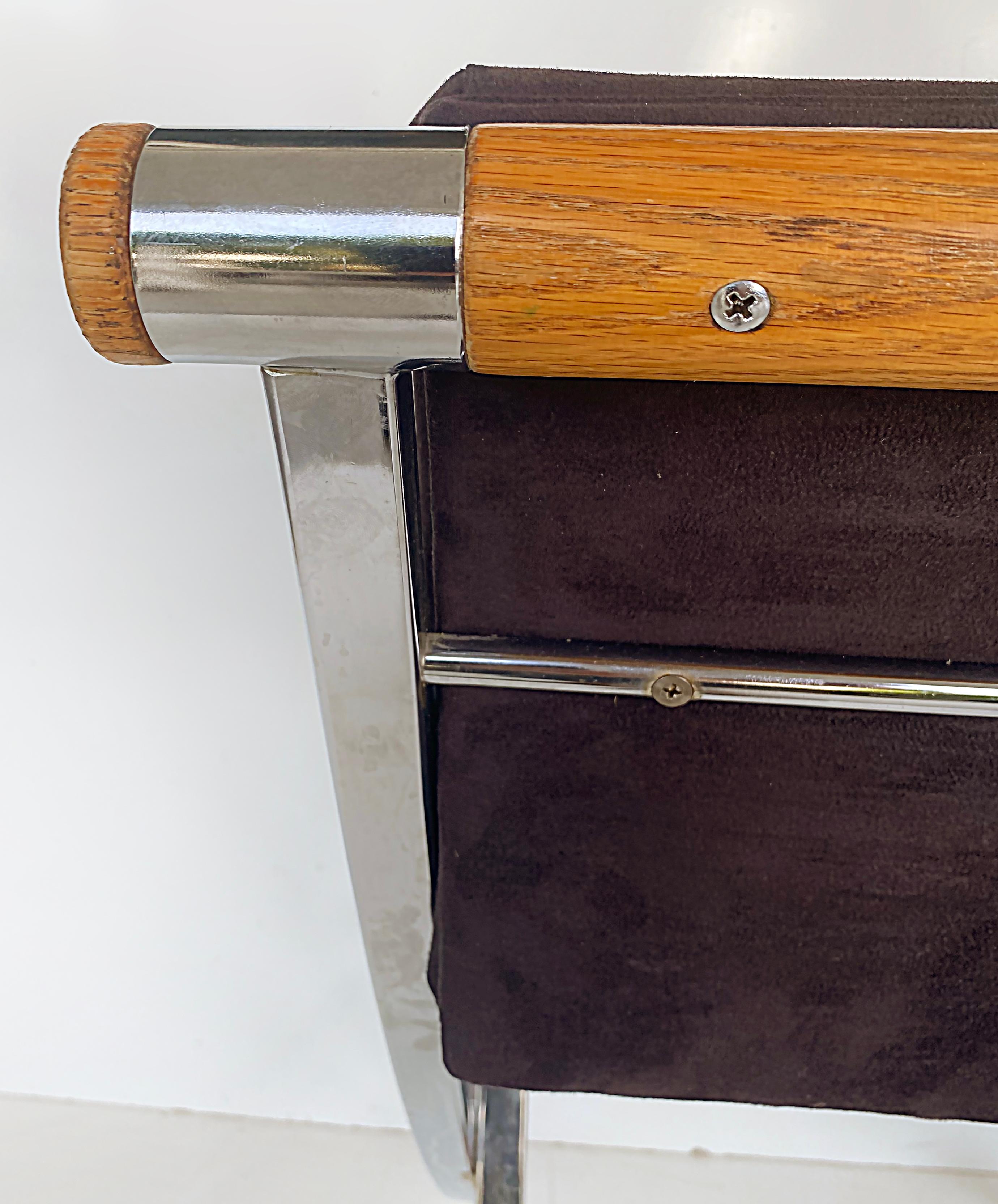 Midcentury Style Daystrom Set of 4 Chrome Bar Stools, Wood, Ultrasuede 4