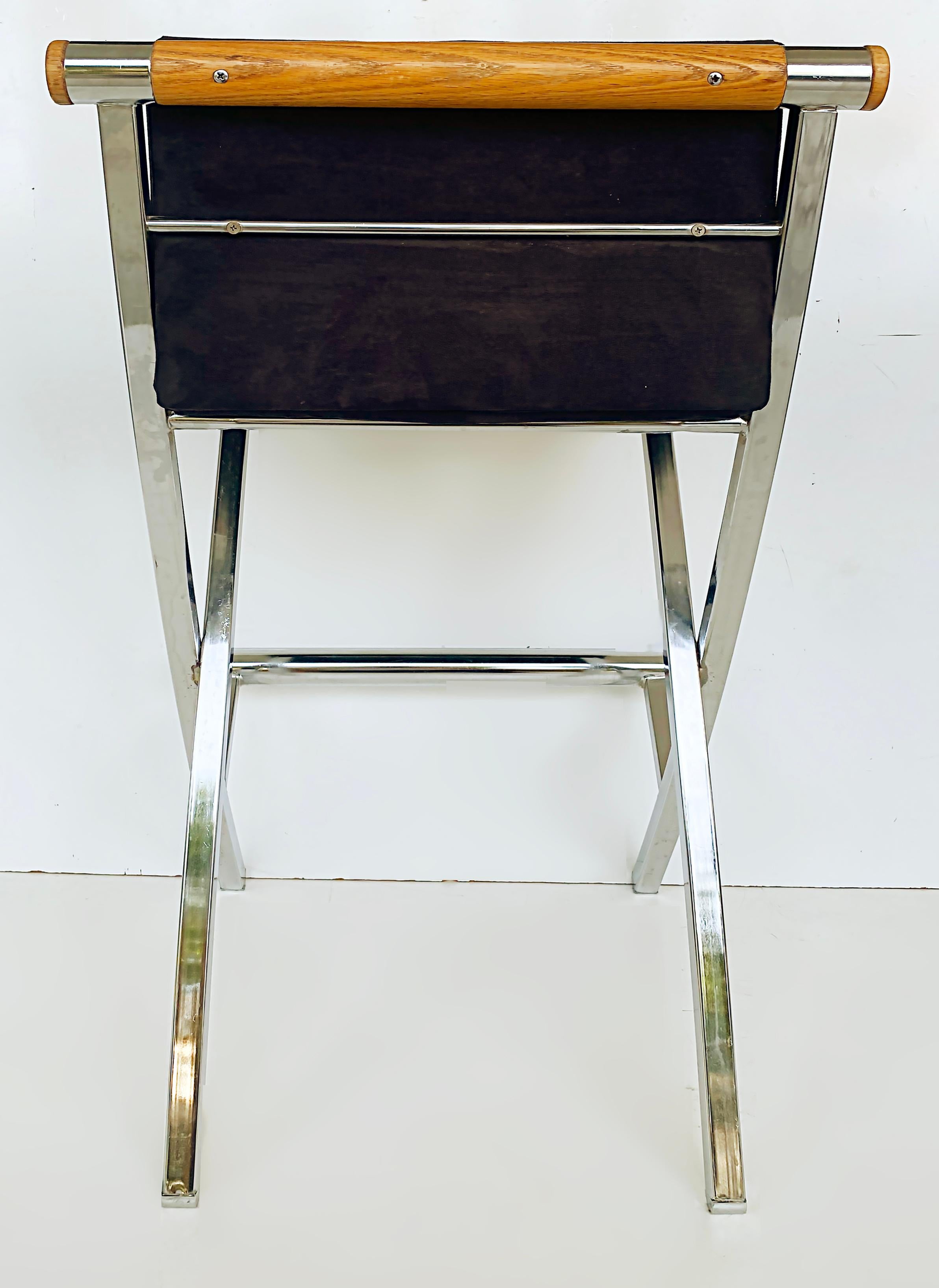 Midcentury Style Daystrom Set of 4 Chrome Bar Stools, Wood, Ultrasuede In Good Condition In Miami, FL
