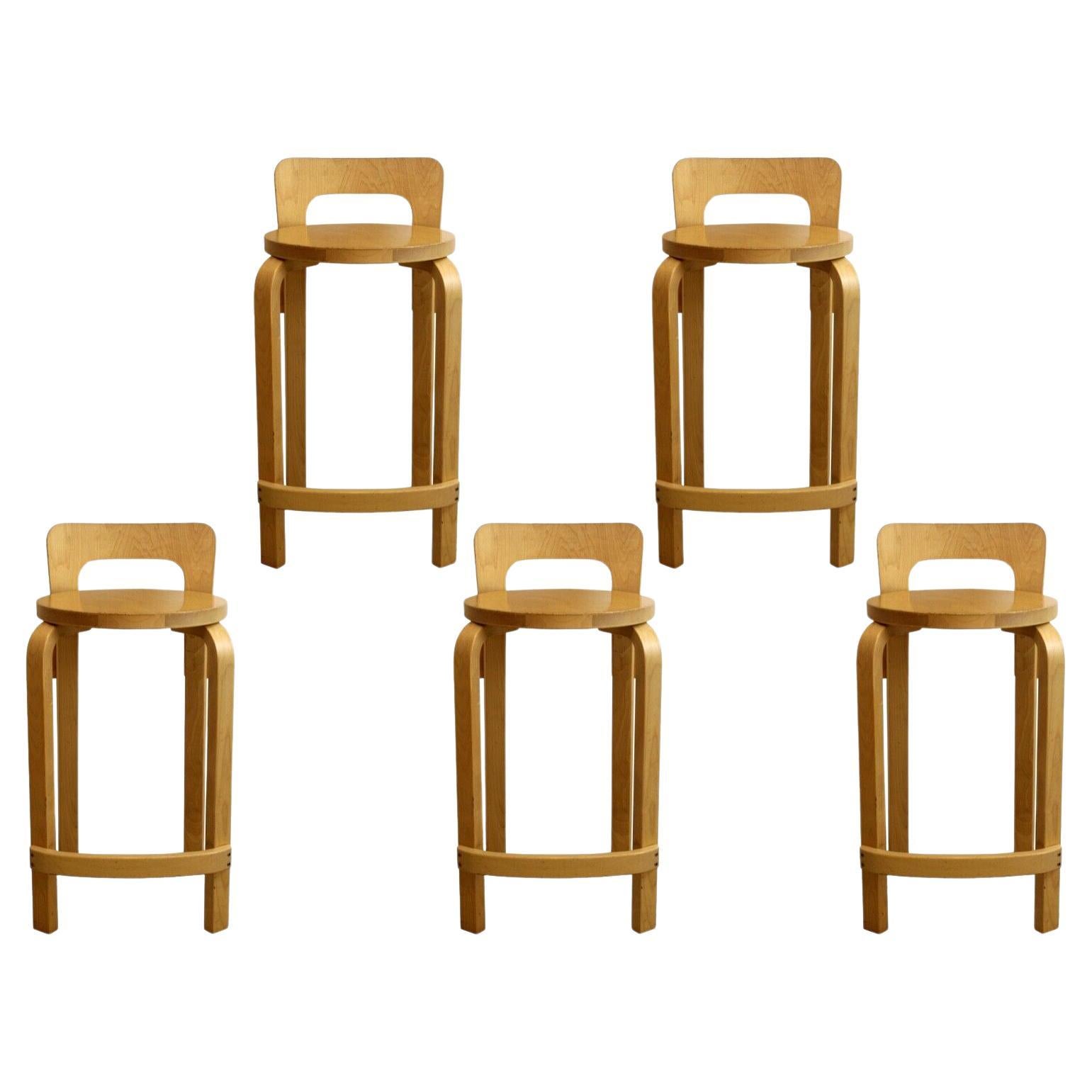 Mid-Century Modern Style Set of 5 Bentwood Barstools by Alvar Aalto for Artek