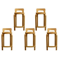 Mid-Century Modern Style Set of 5 Bentwood Barstools by Alvar Aalto for Artek