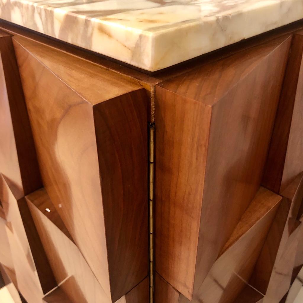 Mid-Century Modern Style Siena Marble Solid Birchwood Italian Drawers Sideboard For Sale 6