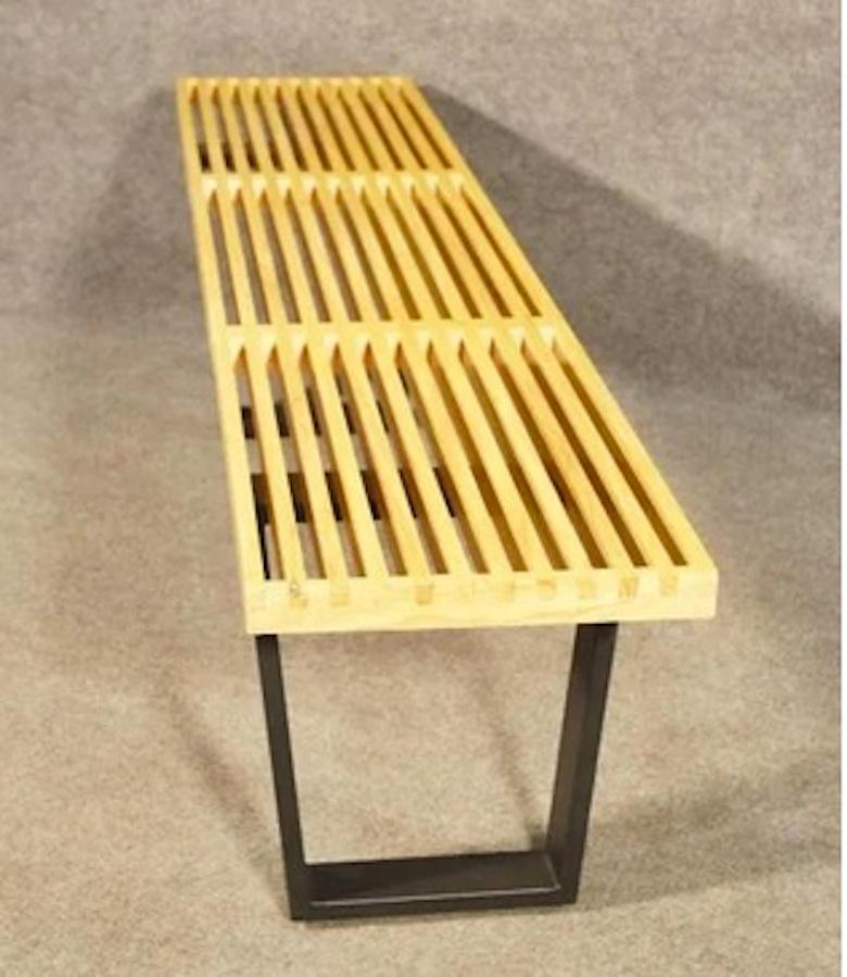 Mid-Century Modern Style Slat Bench In Good Condition In Brooklyn, NY