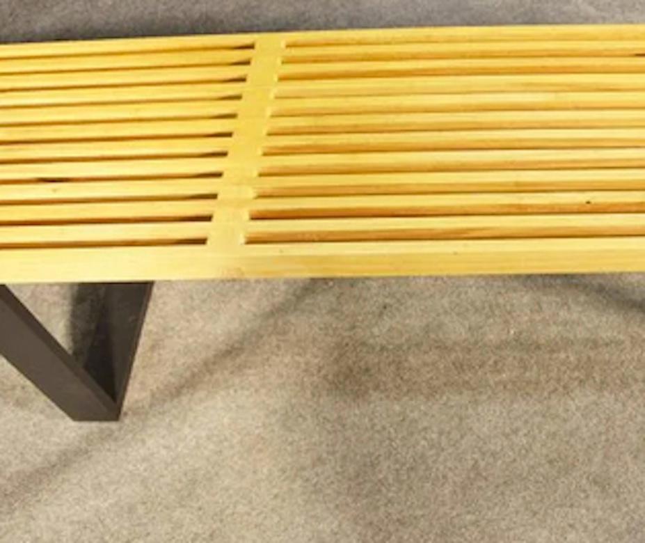 Wood Mid-Century Modern Style Slat Bench