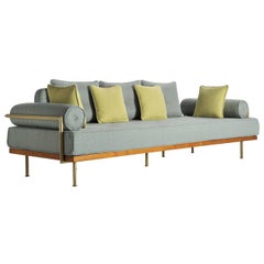 Bespoke, Three-Seat Sofa in Brass and Reclaimed Hardwood Frame, by P. Tendercool