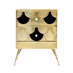 Mid-Century Modern Style Solid Wood and Brass Italian Commodes