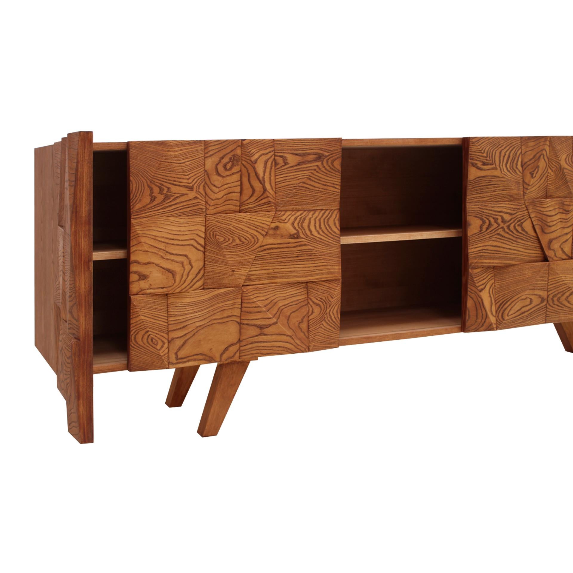 Mid-Century Modern Style Solid Wood Italian Sideboard Designed by L.A. Studio For Sale 1