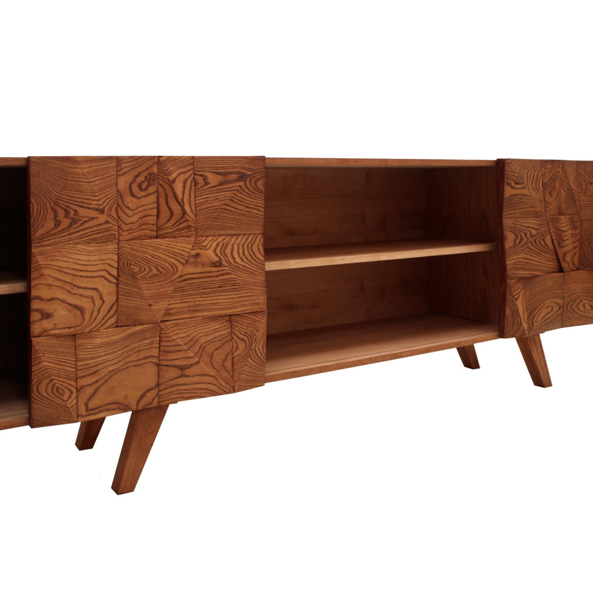 Mid-Century Modern Style Solid Wood Italian Sideboard Designed by L.A. Studio For Sale 2