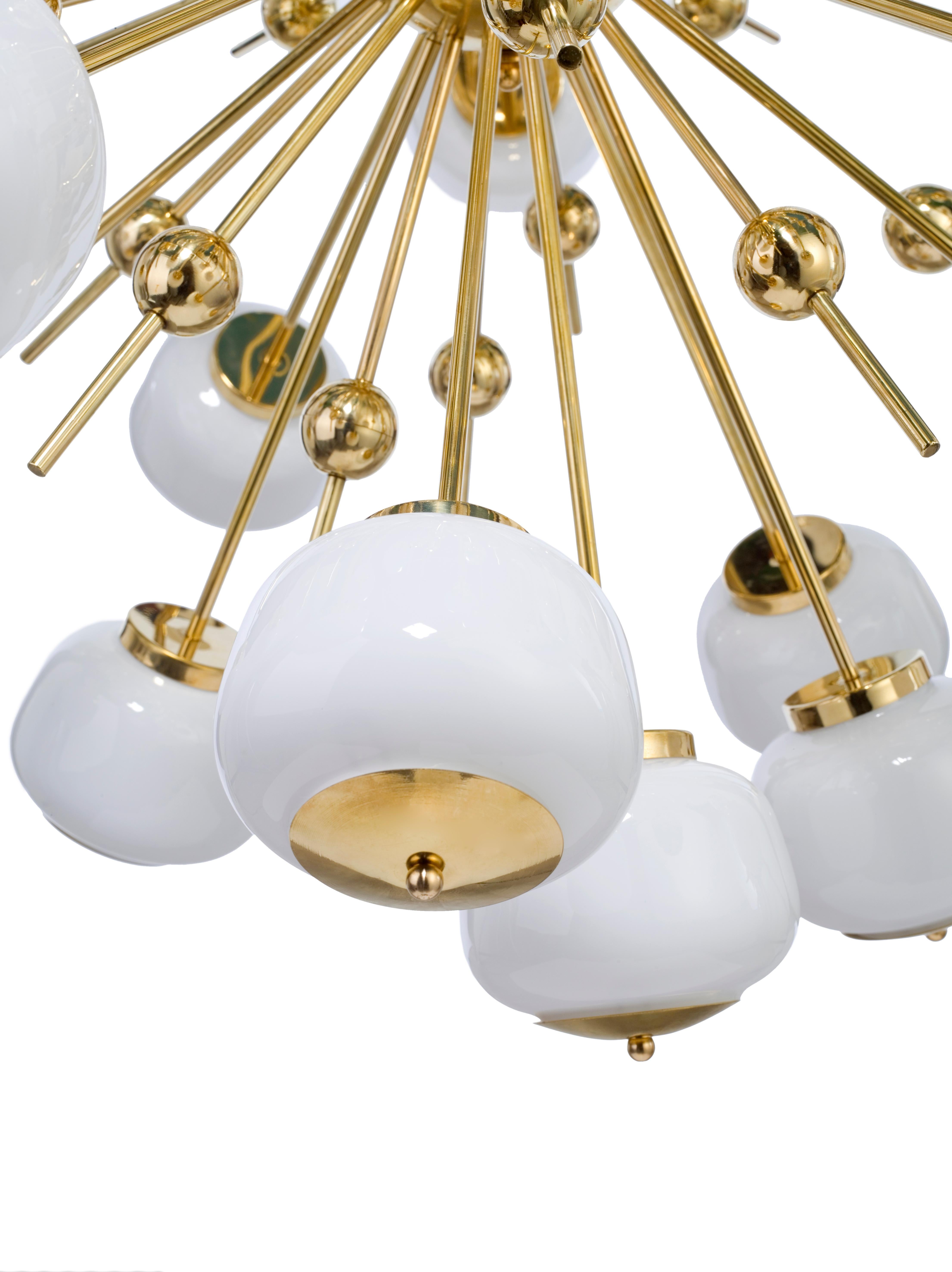 Italian Mid-Century Modern Style, Sputnik Chandelier with Murano Glass Orbs