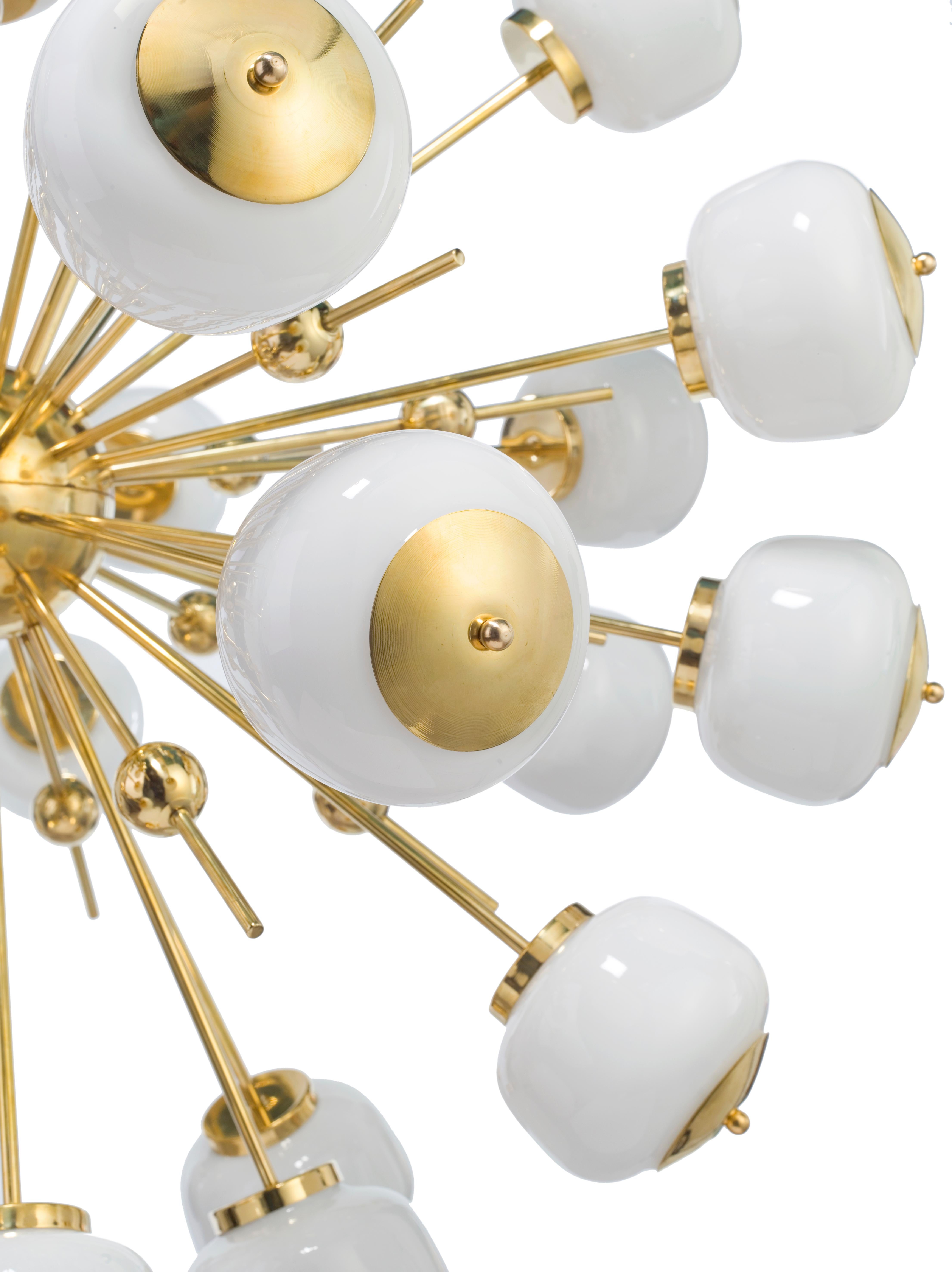 Brass Mid-Century Modern Style, Sputnik Chandelier with Murano Glass Orbs