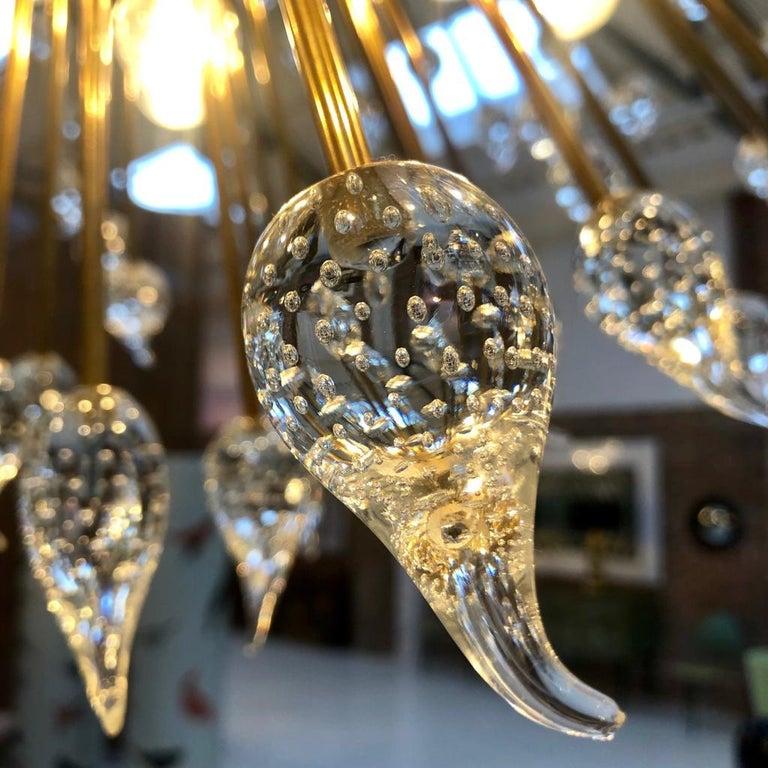 Mid-Century Modern Style Sputnik Murano Glass and Brass Italian Chandelier For Sale 1