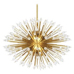Lampadario italiano in vetro di Murano e ottone in stile metà secolo moderno Sputnik