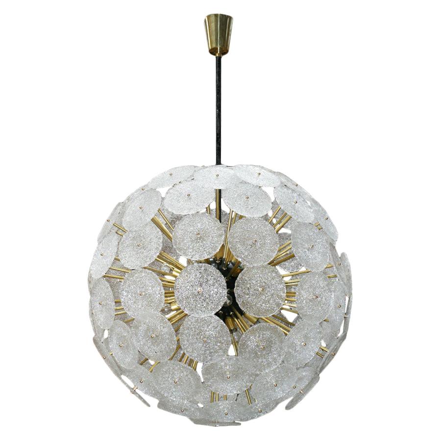 Mid-Century Modern Style "Sputnik" Murano Glass and Brass Italian Pending Lamp For Sale