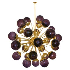 Mid-Century Modern Style Sputnik Murano Glass and Brass Italian Suspension Lamp
