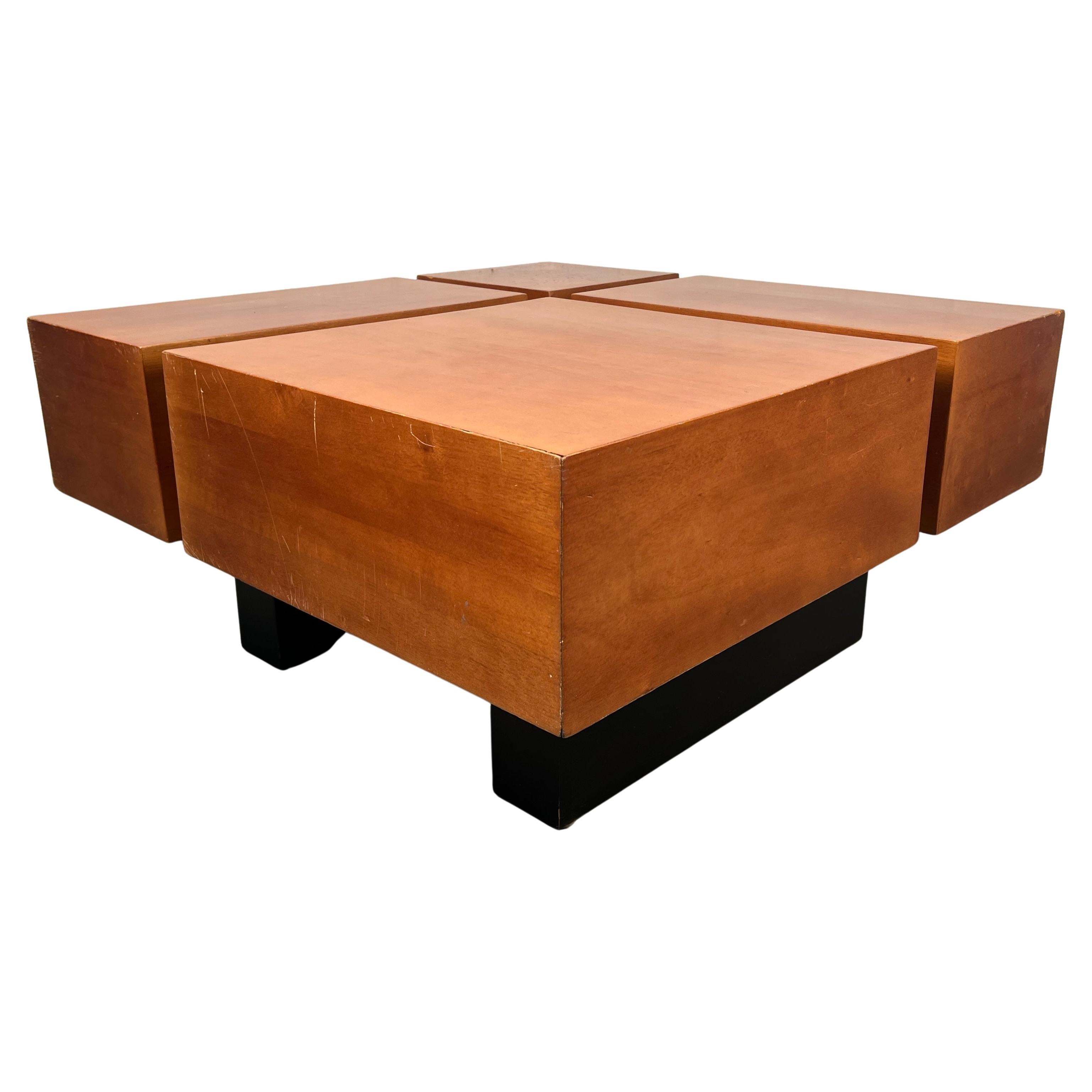 Mid-Century Modern Style Square Wooden Coffee Table