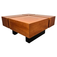 Mid-Century Modern Style Square Wooden Coffee Table