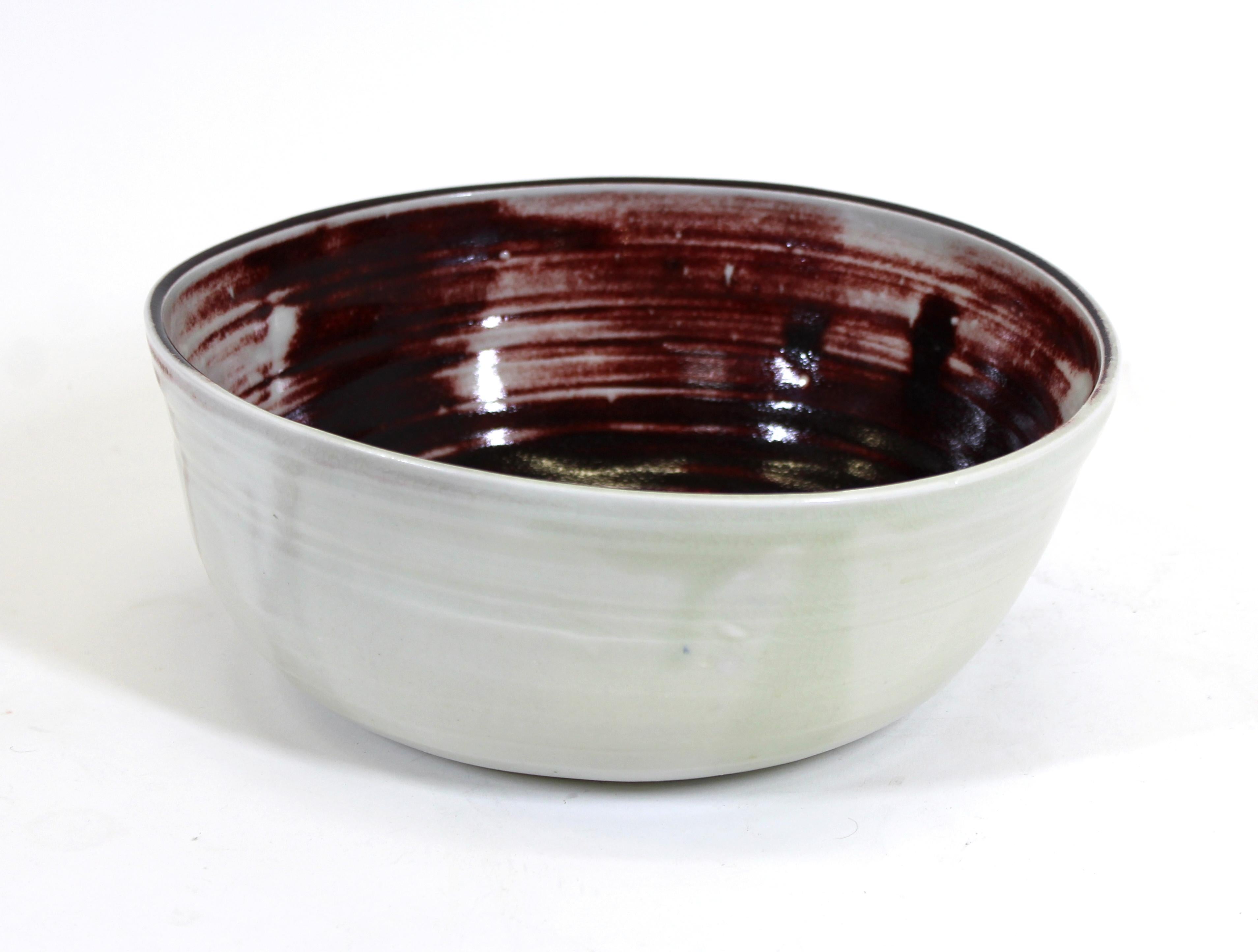 Glazed Mid-Century Modern Style Studio Ceramic Bowl For Sale