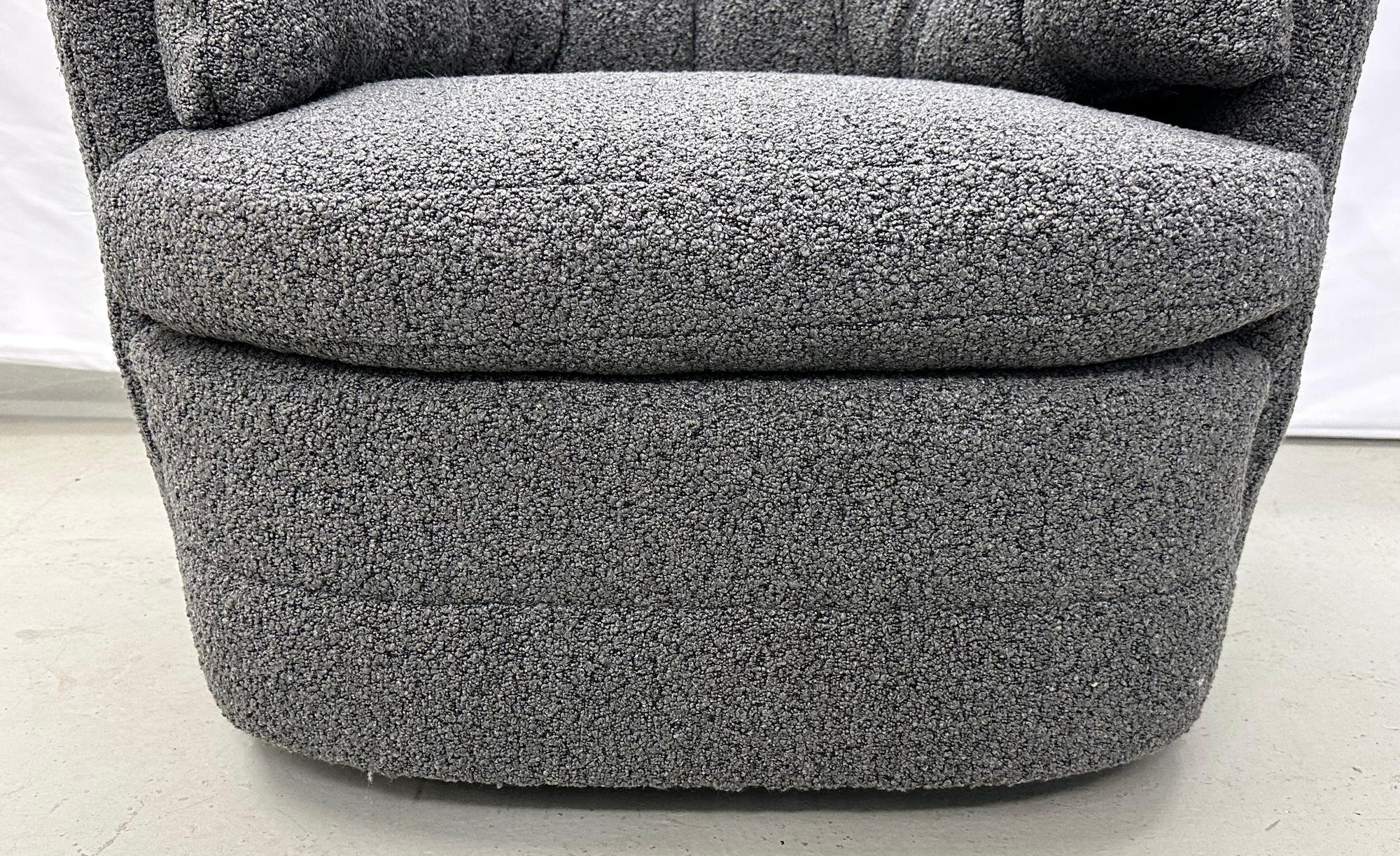Mid-Century Modern Style Swivel, Rolling Lounge Chairs, Baughman Style, Boucle For Sale 9