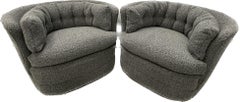 Mid-Century Modern Style Swivel, Rolling Lounge Chairs, Baughman Style, Boucle