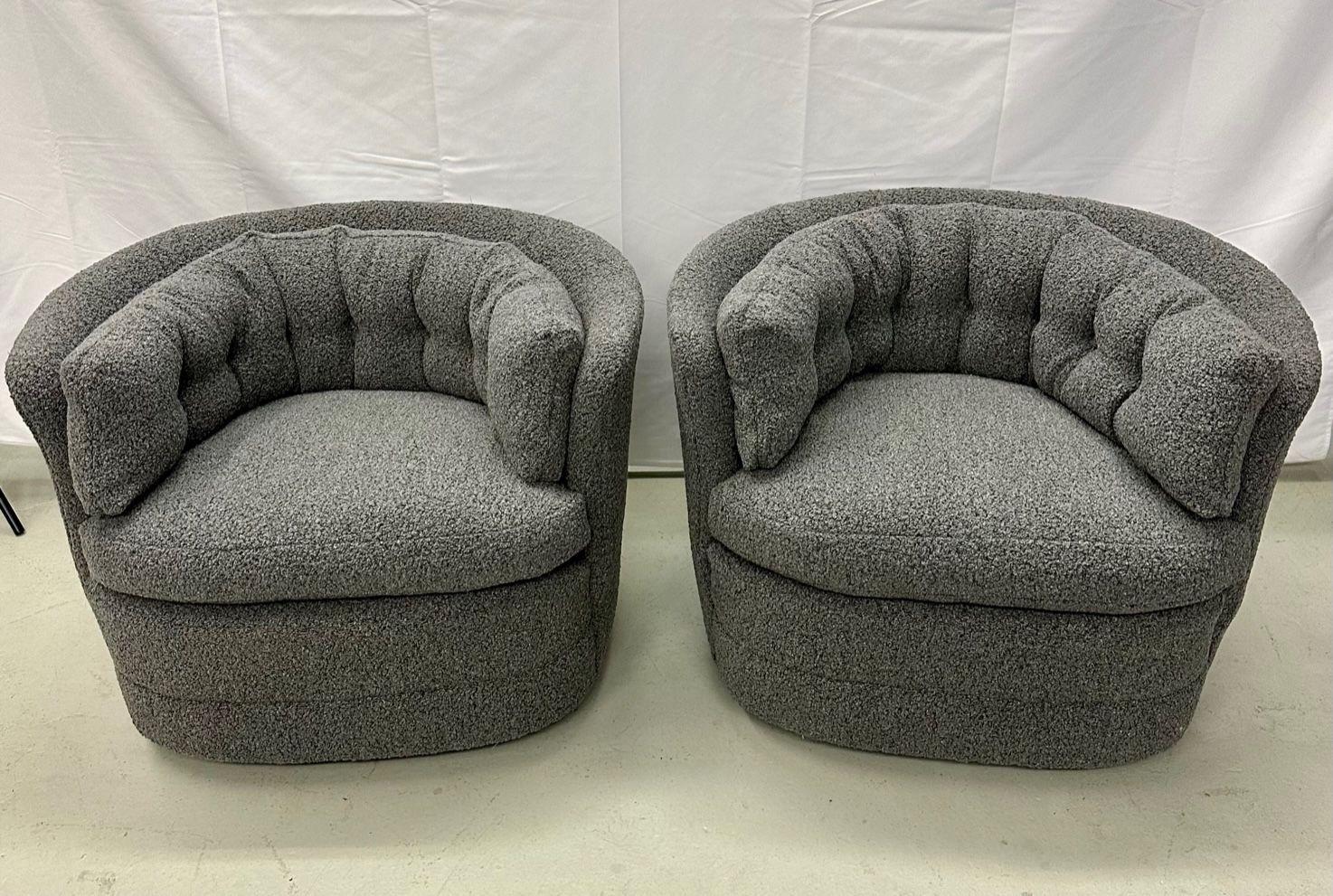 Americano Sedie da salotto girevoli e rotanti in stile Mid-Century Modern, stile Baughman, Boucle in vendita