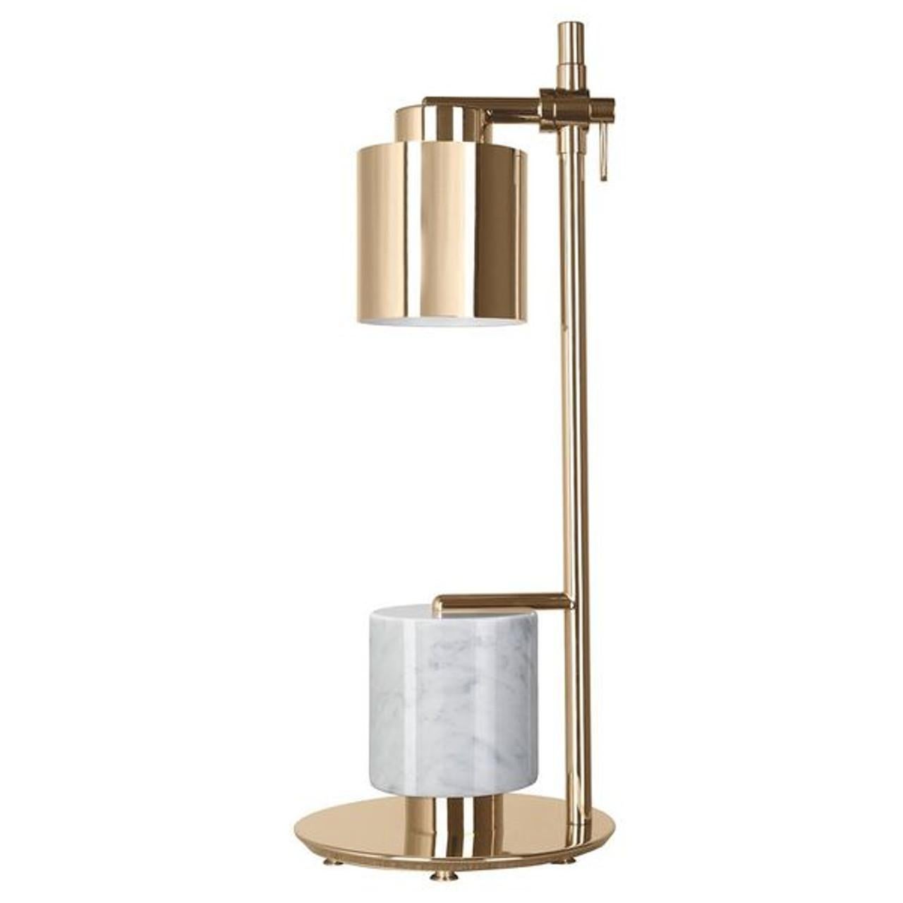 Minimalismo Lampada da tavolo in stile Mid-Century Modern, Ottone lucido/Marmo in vendita