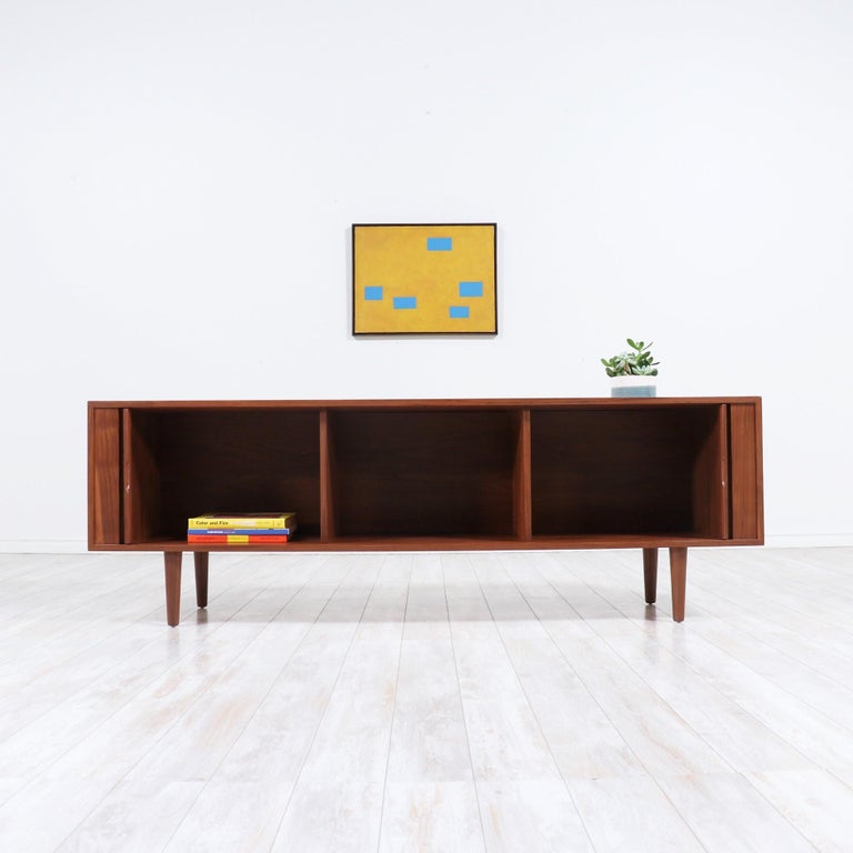 Contemporary Mid-Century Modern Style Tambour-Door Credenza by Danish Modern LA For Sale