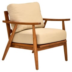 Mid-Century Modern Style Teak Lounge Chair in Golden Brown Finish