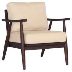 Mid-Century Modern Style Teak Lounge Chair in Walnut Finish