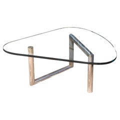 Mid Century Modern Style Tubular Chrome and Glass Kidney Shaped Coffee Table