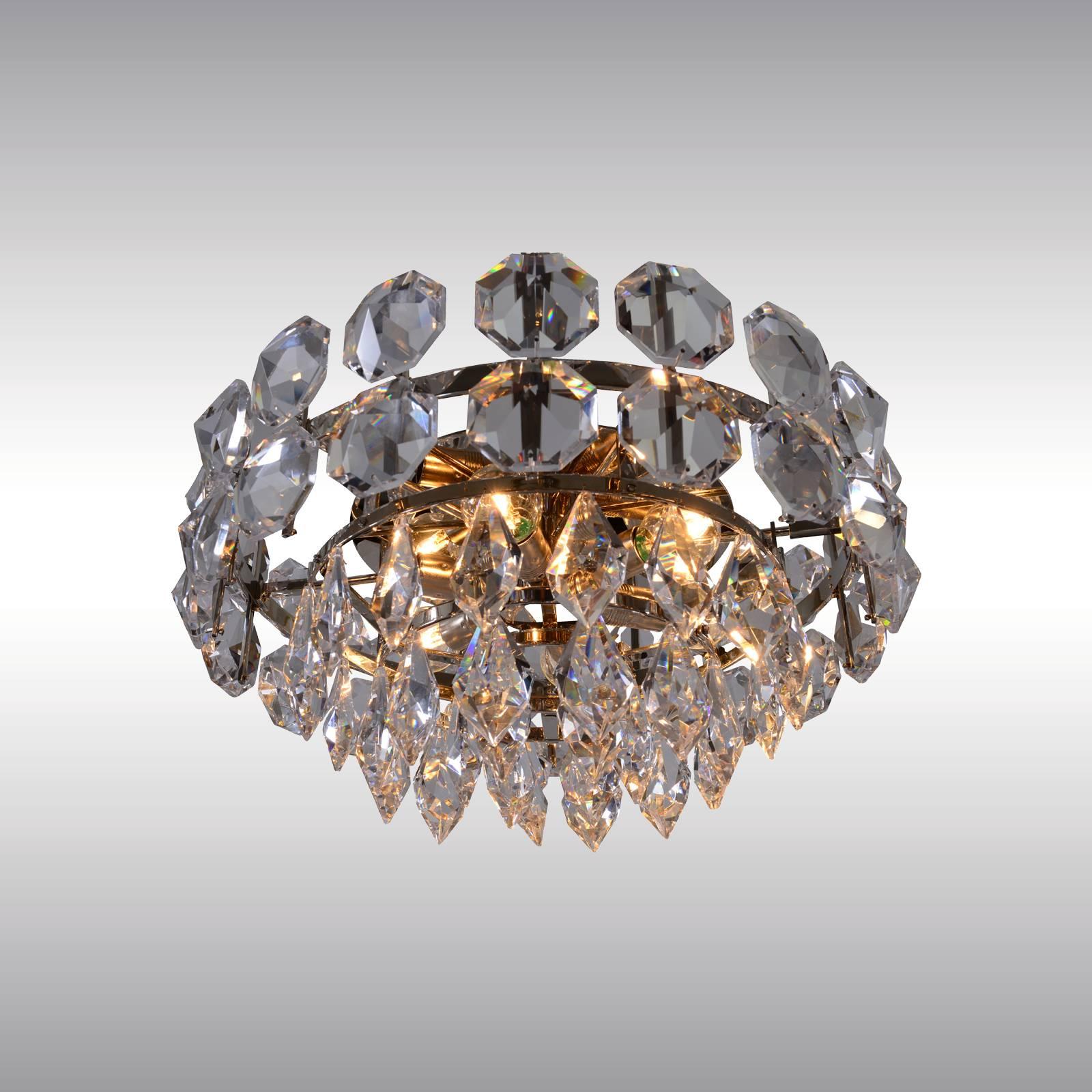 Austrian Mid-Century Modern Style Very Big Crystal-Glass Stone Chandelier, Re-Edition For Sale