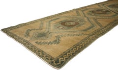Runner Oushak turco vintage in stile metà secolo moderno, runner per corridoio