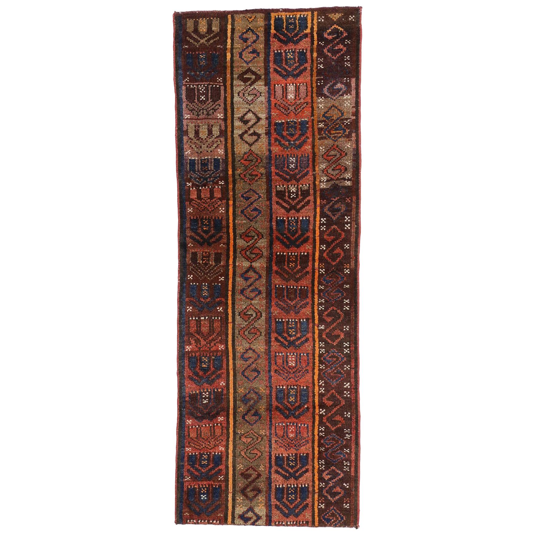 Mid-Century Modern Style Vintage Turkish Oushak Runner, Hallway Runner For Sale