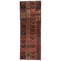 Mid-Century Modern Style Retro Turkish Oushak Runner, Hallway Runner