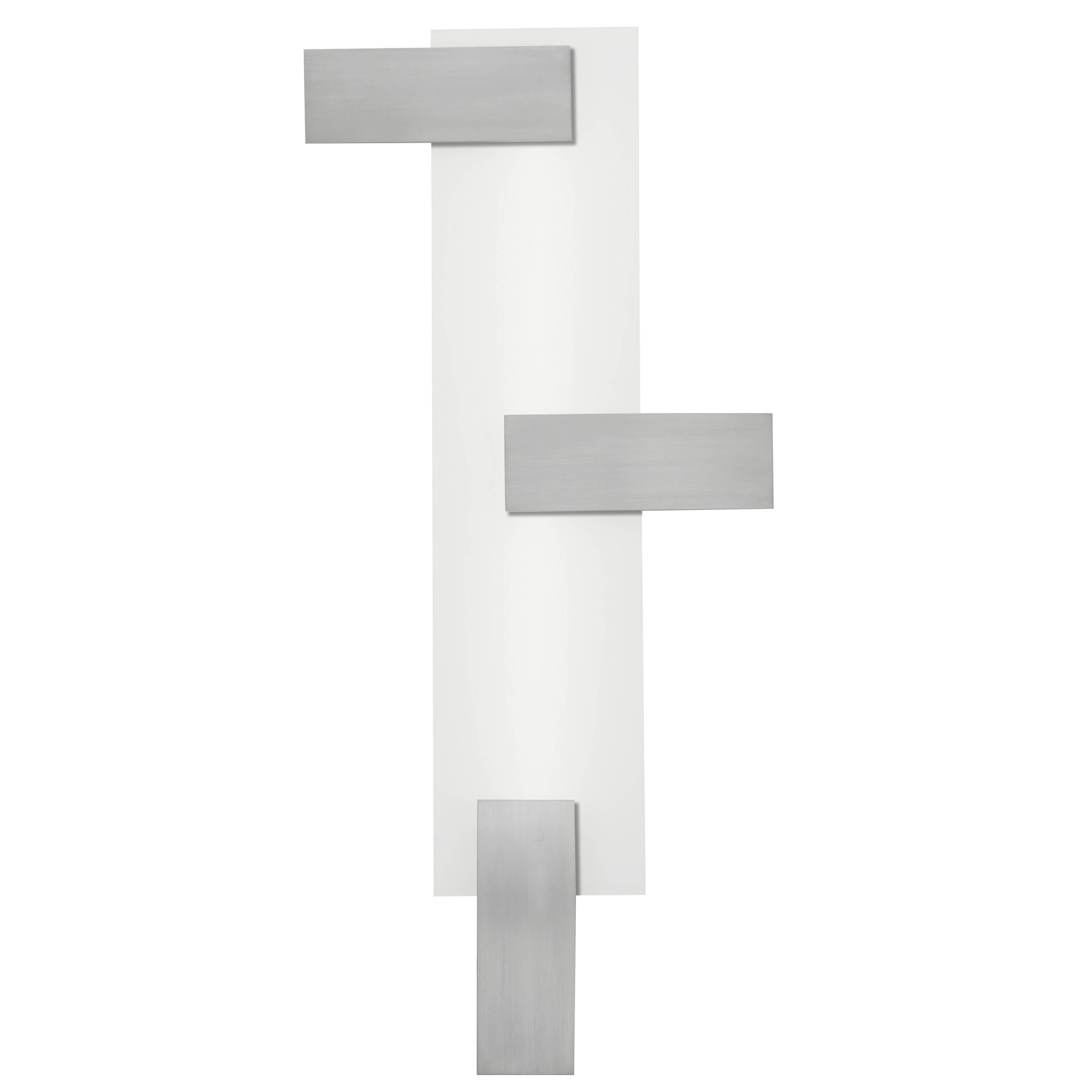 Mid-Century Modern Style Wall Art Sconce Light White Glass with Three Rectangles For Sale