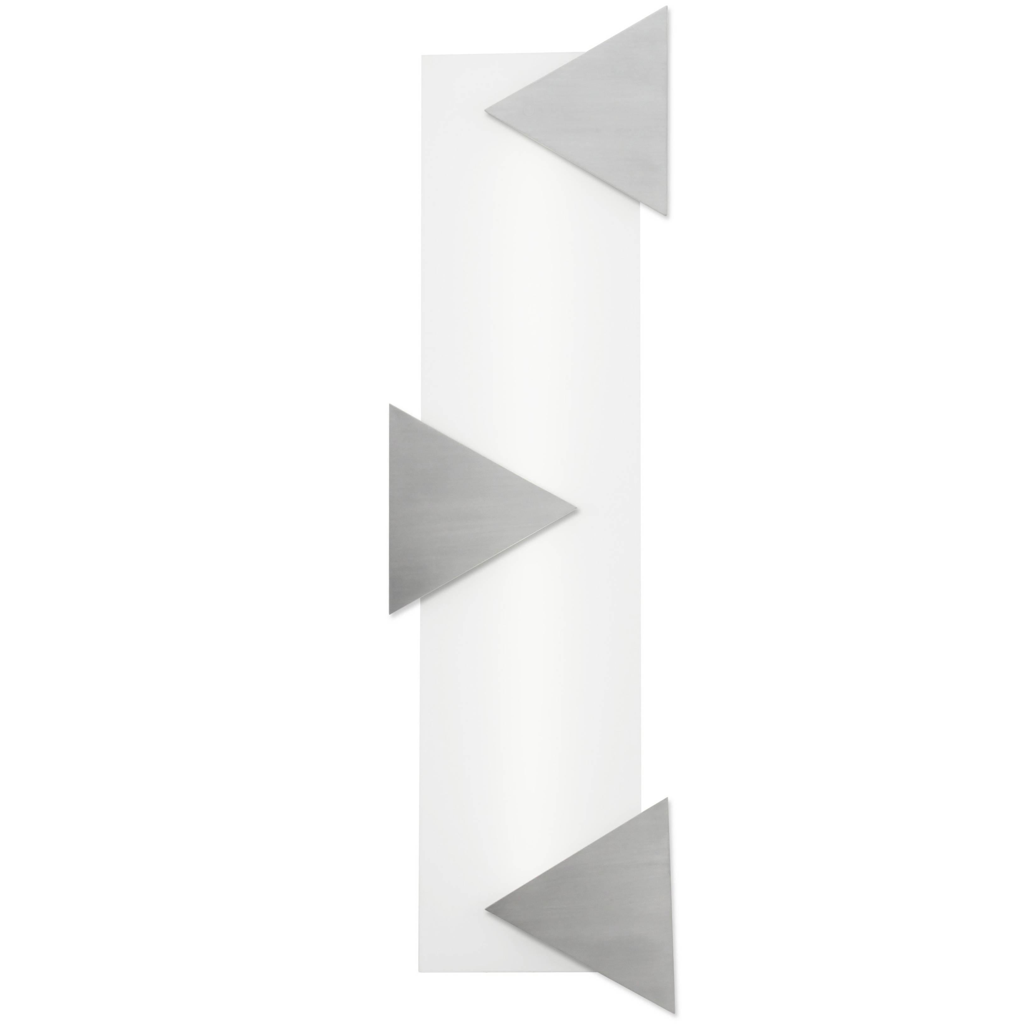 Mid-Century Modern Style Wall Art Sconce Light White Glass with Three Triangles For Sale