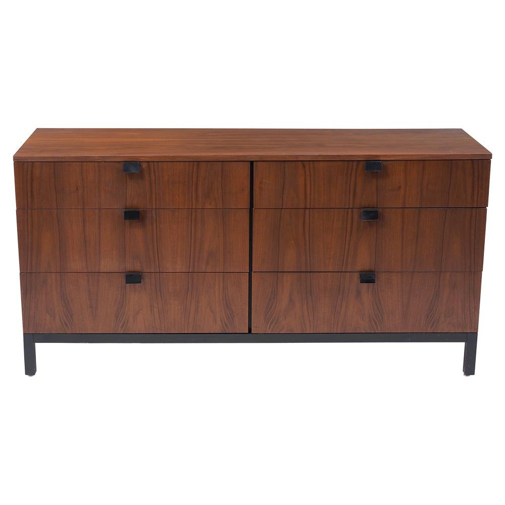 A Modern Credenza designed by Milo Baughman for Directional from the Gallery I Collection, circa 1963 has been fully restored and made out of walnut wood with a newly stained walnut & ebonized color combination with a lacquered finish. This fabulous
