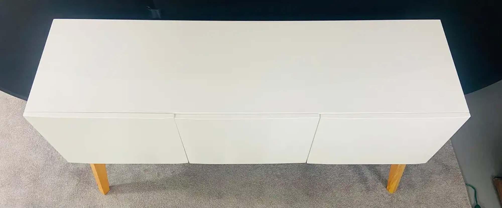 Contemporary Mid-Century Modern Style White Lacquered Sideboard, Credenza or Cabinet