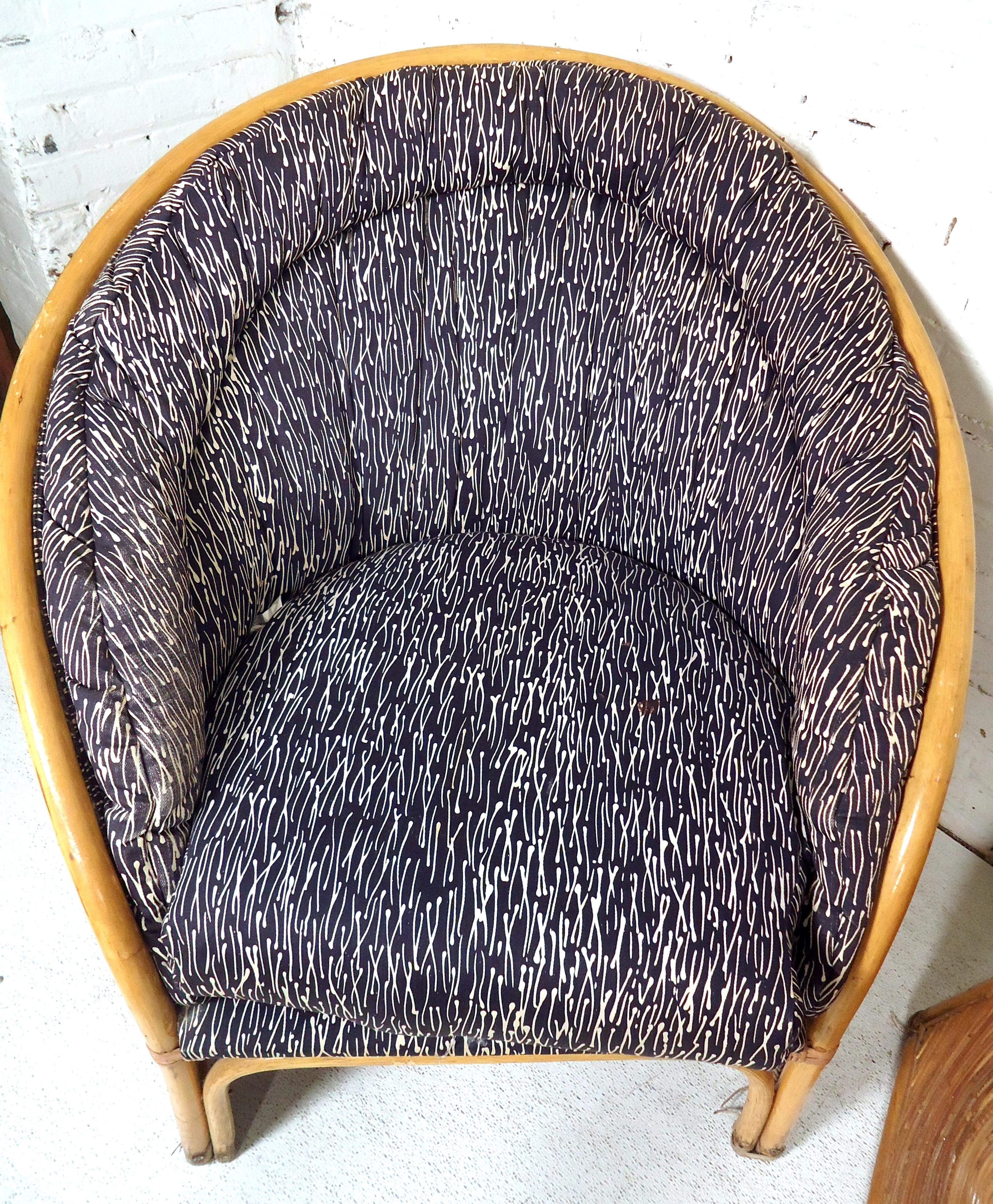 Late 20th Century Mid-Century Modern Style Wicker Chairs