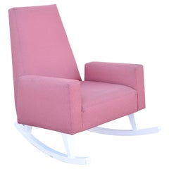 Mid-Century Modern Style Wide Frame Sculptural Upholstered Rocker Rocking Chair