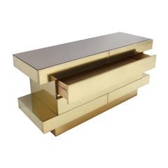 Mid-Century Modern Style Wood and Brass Italian Chest of Drawers