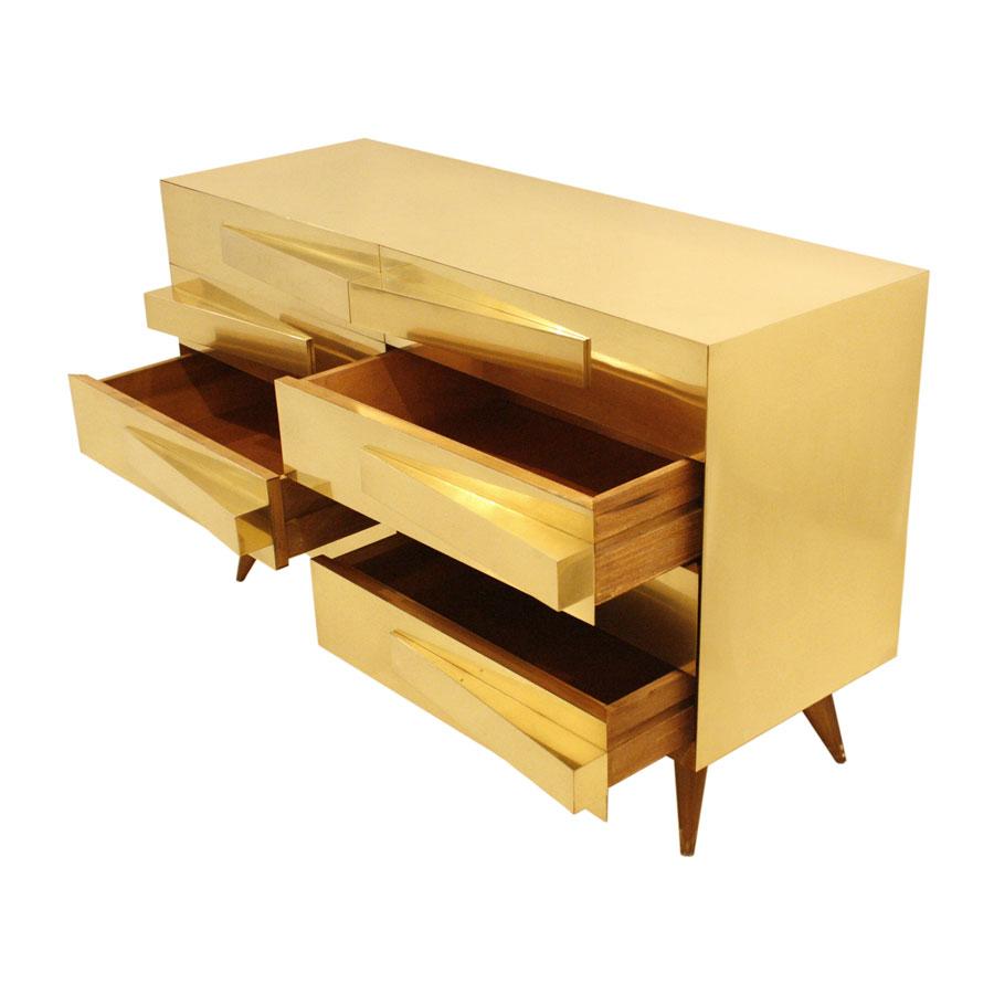 Mid-Century Modern Style Wood and Brass Italian Commode For Sale 1